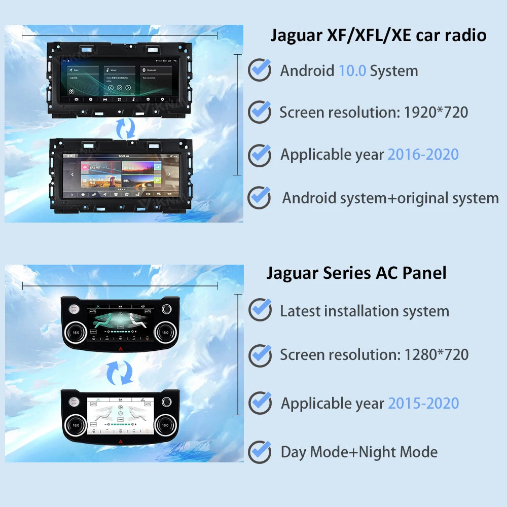 10.25" Android 11.0 Car Radio For Jaguar XE XF 2016-2019