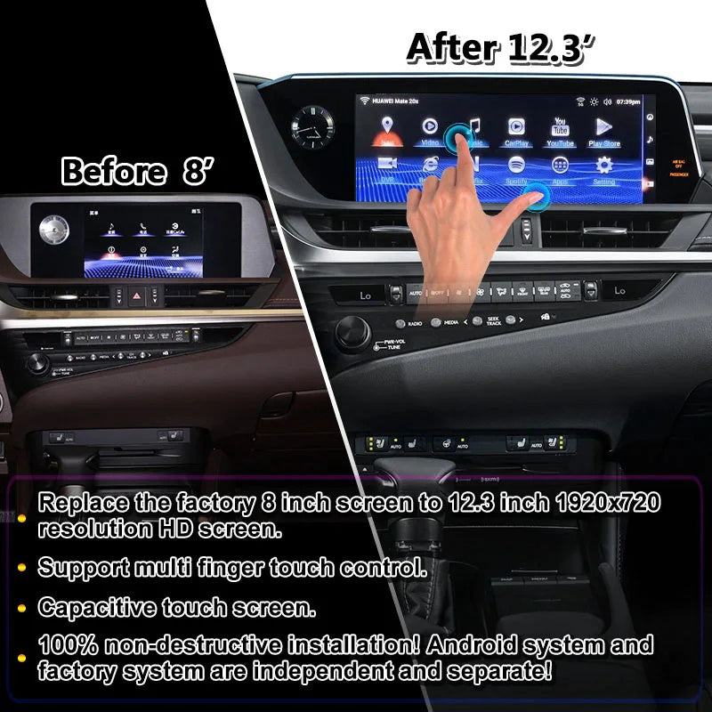 12.3 Inch Android Screen for Lexus ES250 ES300 ES350 2018-2022