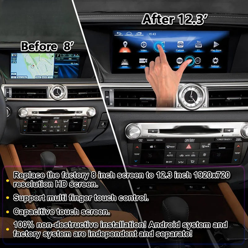 12.3 Inch Android Screen for Lexus GS250 GS350 GS450H 2012-2020