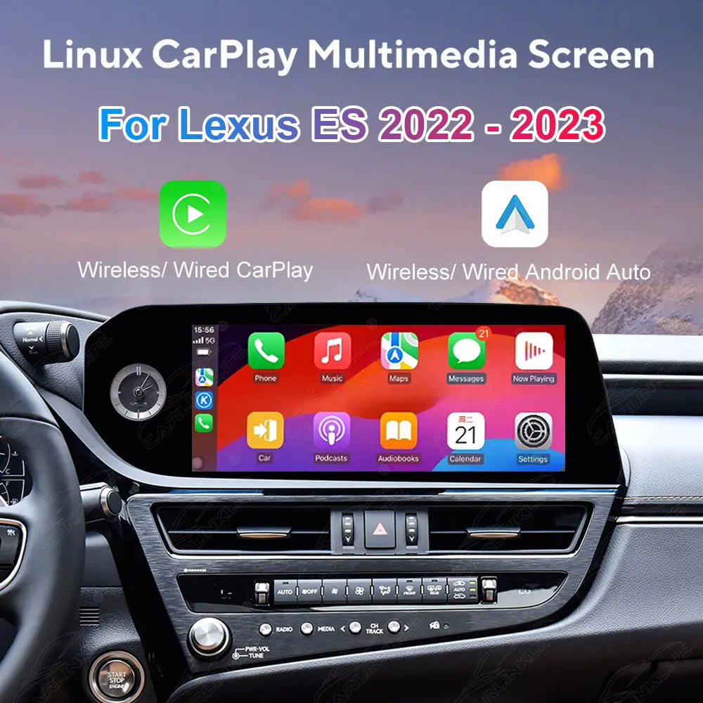 12.3 Inch Linux Touch Screen For Lexus ES 2022-2023 Wireless Carplay Android Auto Car Radio