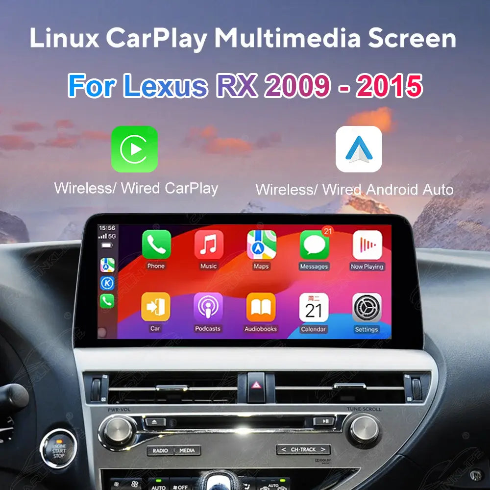 12.3 Inch Linux Touch Screen For Lexus RX 2009-2015 Wireless Carplay Android Auto Car Radio