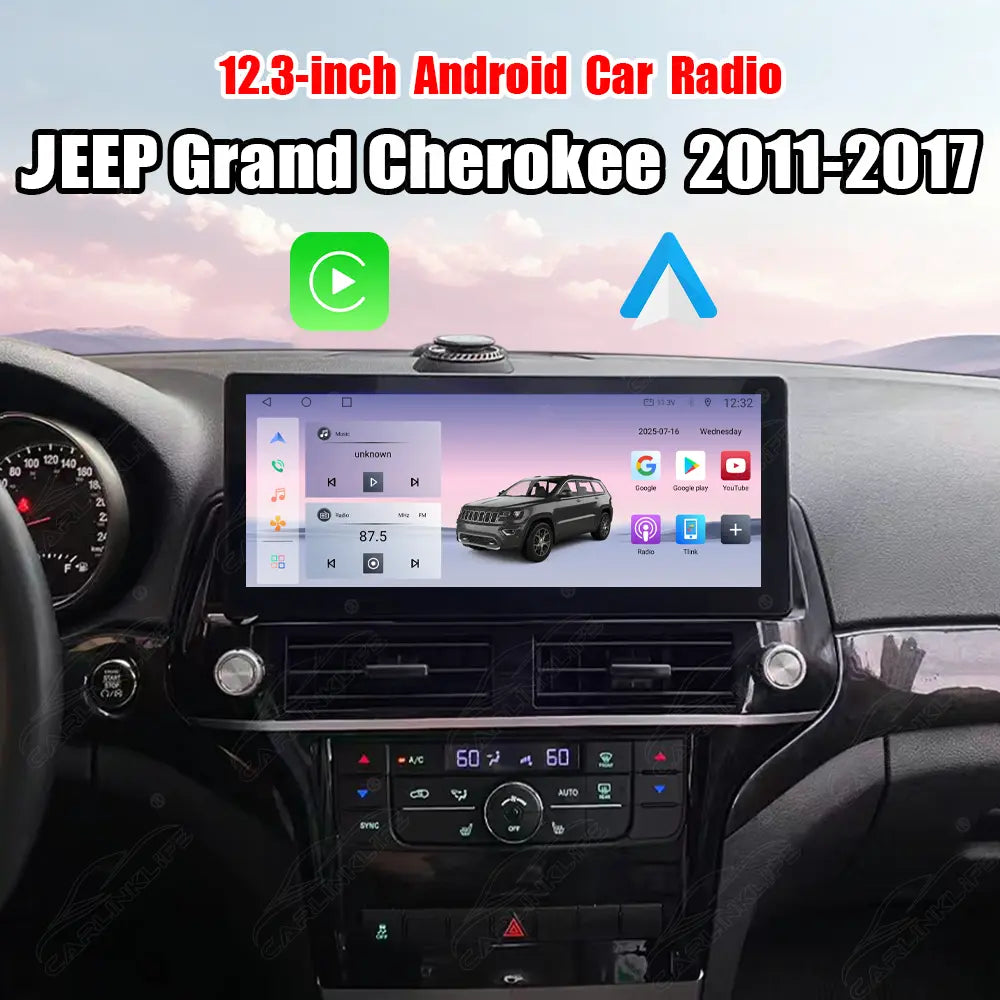 12.3" Android Car Radio for Jeep Grand Cherokee 2011-2017 Car Stereo CarPlay Multimedia Player