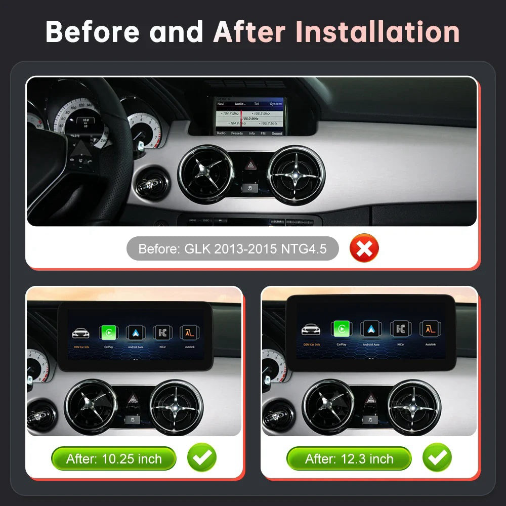 Mercedes Benz GLK X204 2008-2015 Wireless Apple CarPlay Android Auto Car Multimedia Linux Touch Screen