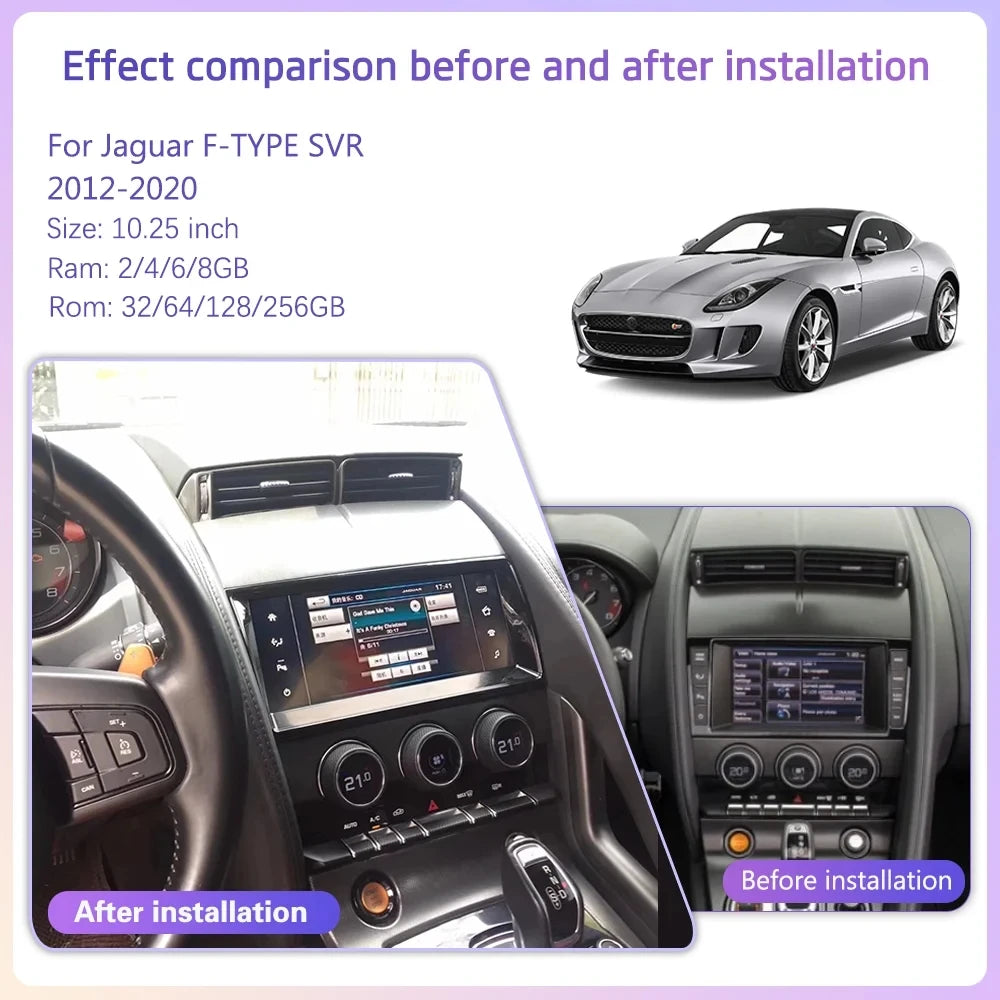 Jaguar F-type 2012-2019 Car Navigation GPS Auto Radio Stereo Multimedia Player Android 13.0 With Carplay