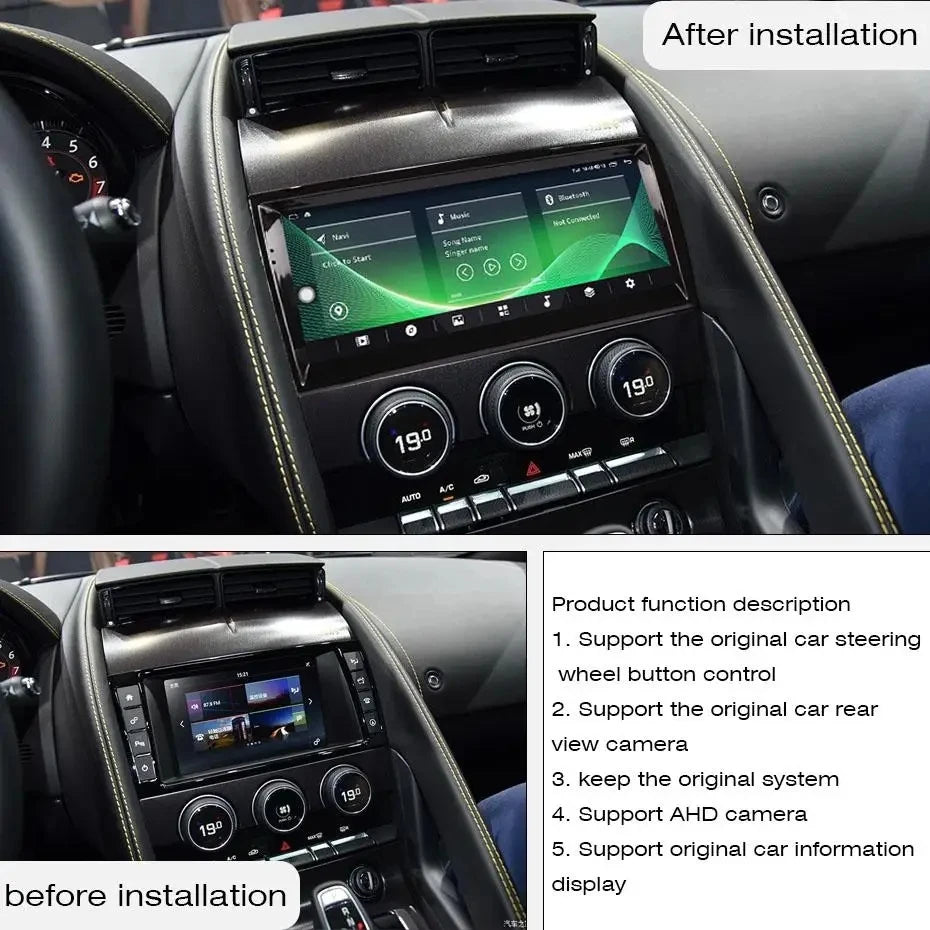 Jaguar F-type 2012-2019 Car Navigation GPS Auto Radio Stereo Multimedia Player Android 13.0 With Carplay