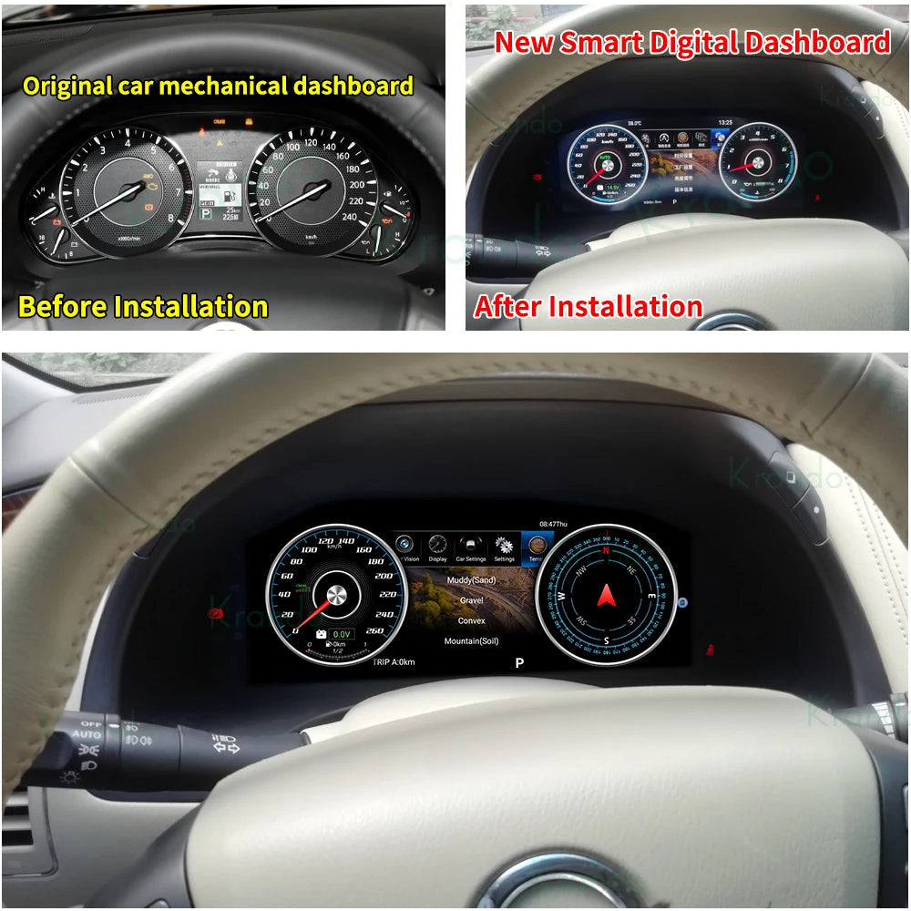12.3" LCD Digital Cluster For Nissan Patrol Y62 Armada Infiniti QX80 2014-2019 Linux Digital LCD Dashboard Instrument Gauge Cluster (LHD)