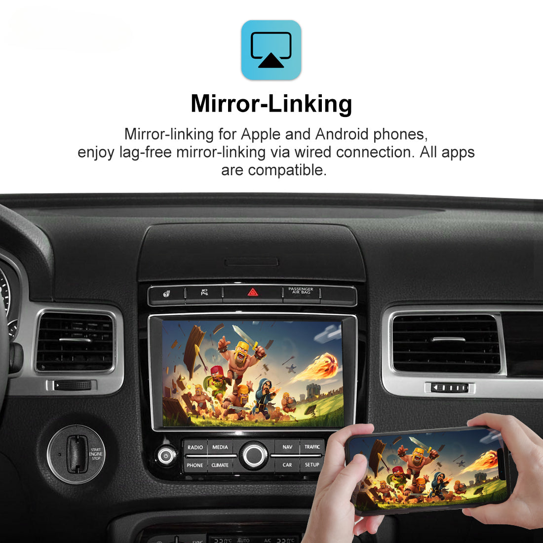 Wireless Apple CarPlay for Volkswagen Touareg RCD550/RNS850 2010-2017 Android Auto Mirroring Link VW Car Play Retrofit