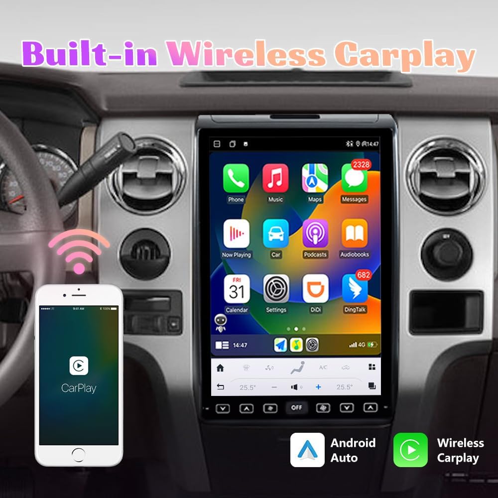 Ford F-150 2009-2014 Stereo Upgrade Tesla-Style Dash IPS Touch Screen Multimedia Player