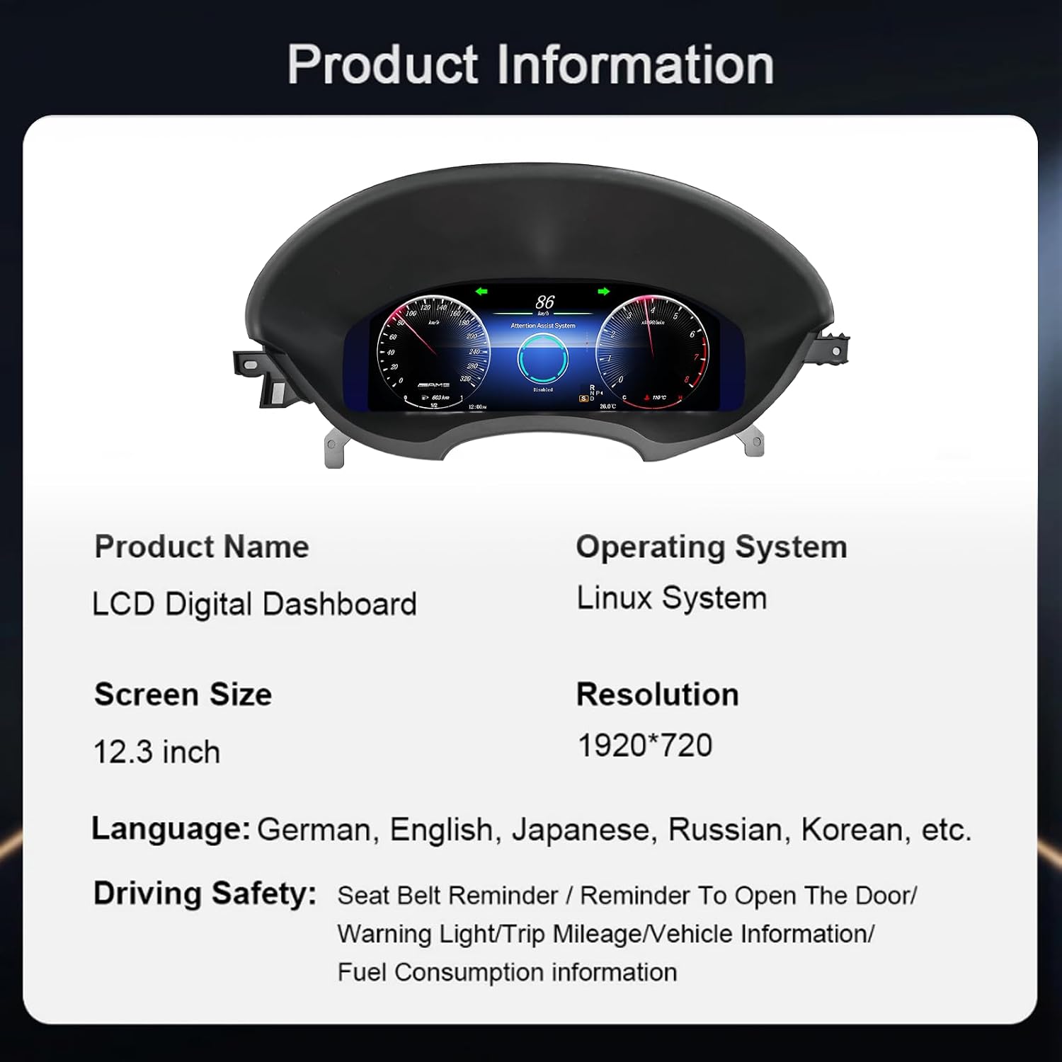 LCD Digital Cluster For Mercedes Benz CLS C218 W218 2013-2017 Linux Digital LCD Dashboard Instrument Gauge Cluster