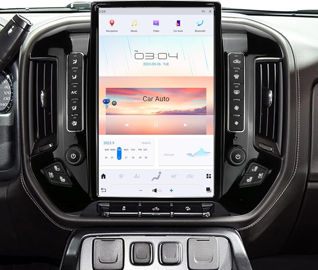 Chevrolet Silverado/GMC Sierra 2014-2018 Stereo Replacement 14.4 Inch Tesla-Style 2K IPS Screen Built-in Carplay/Android Auto