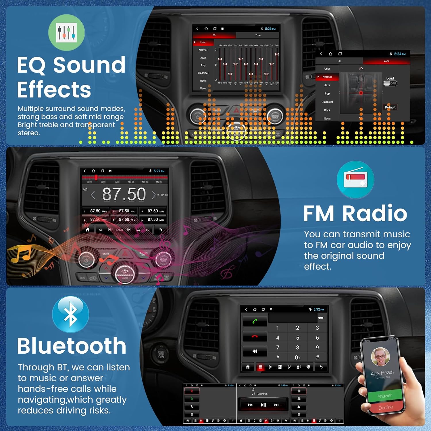 Jeep Grand Cherokee 2014-2018 HD Touch Screen Android 13 Wireless Carplay & Android Auto