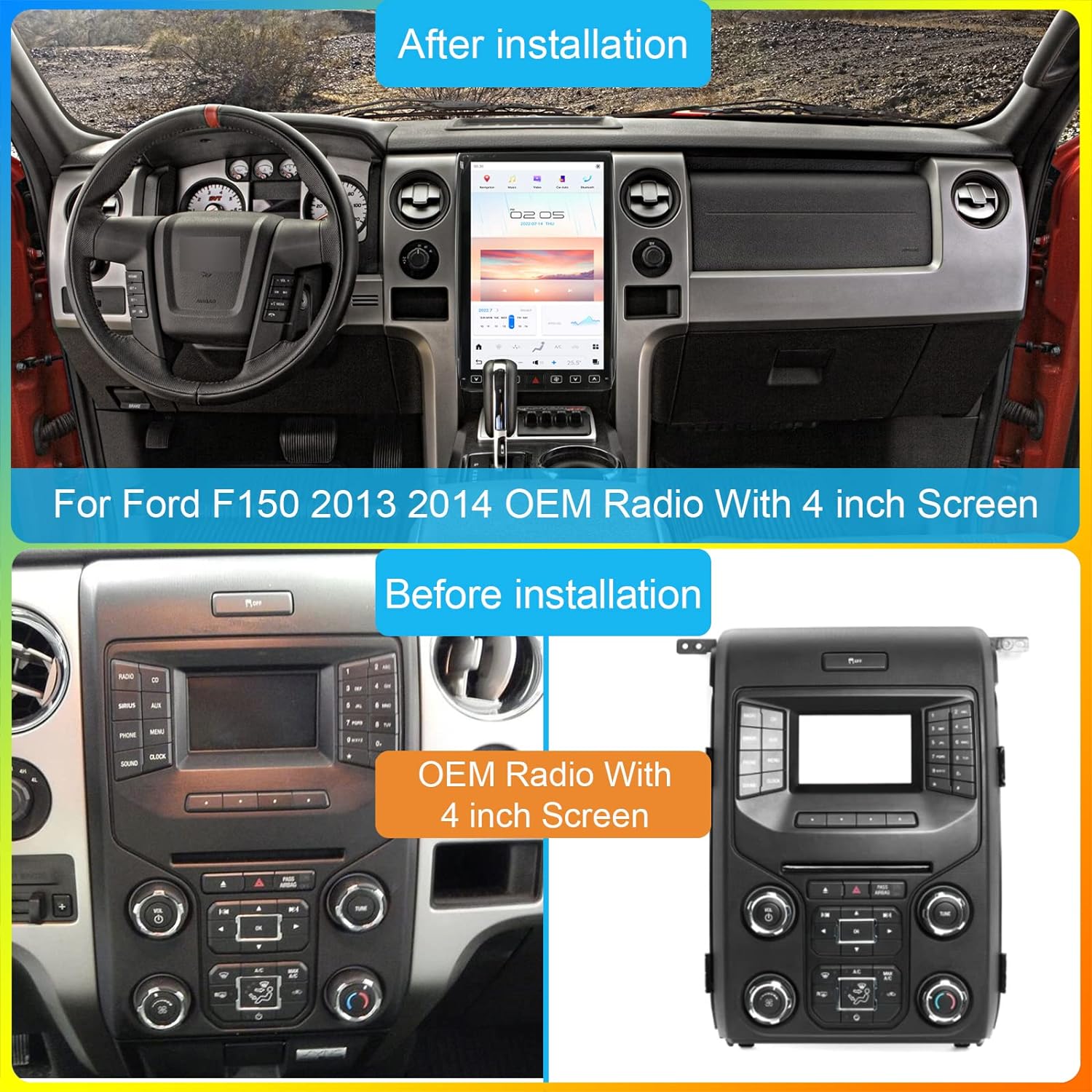 Ford F-150 2009-2014 Stereo Upgrade Tesla-Style Dash IPS Touch Screen Multimedia Player