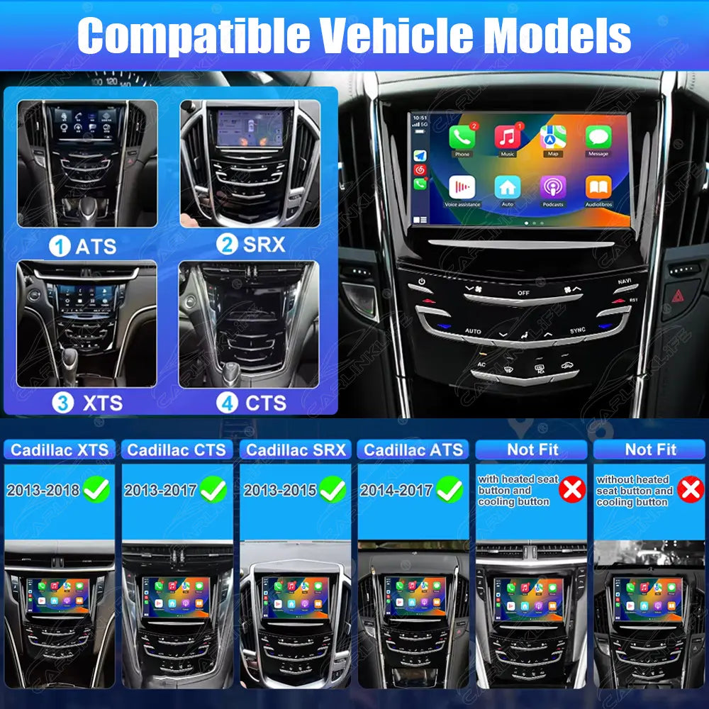 8 Inch Android Car Radio for Cadillac ATS/XTS/CTS/SRX 2013-2018 Car Stereo CarPlay Multimedia Player