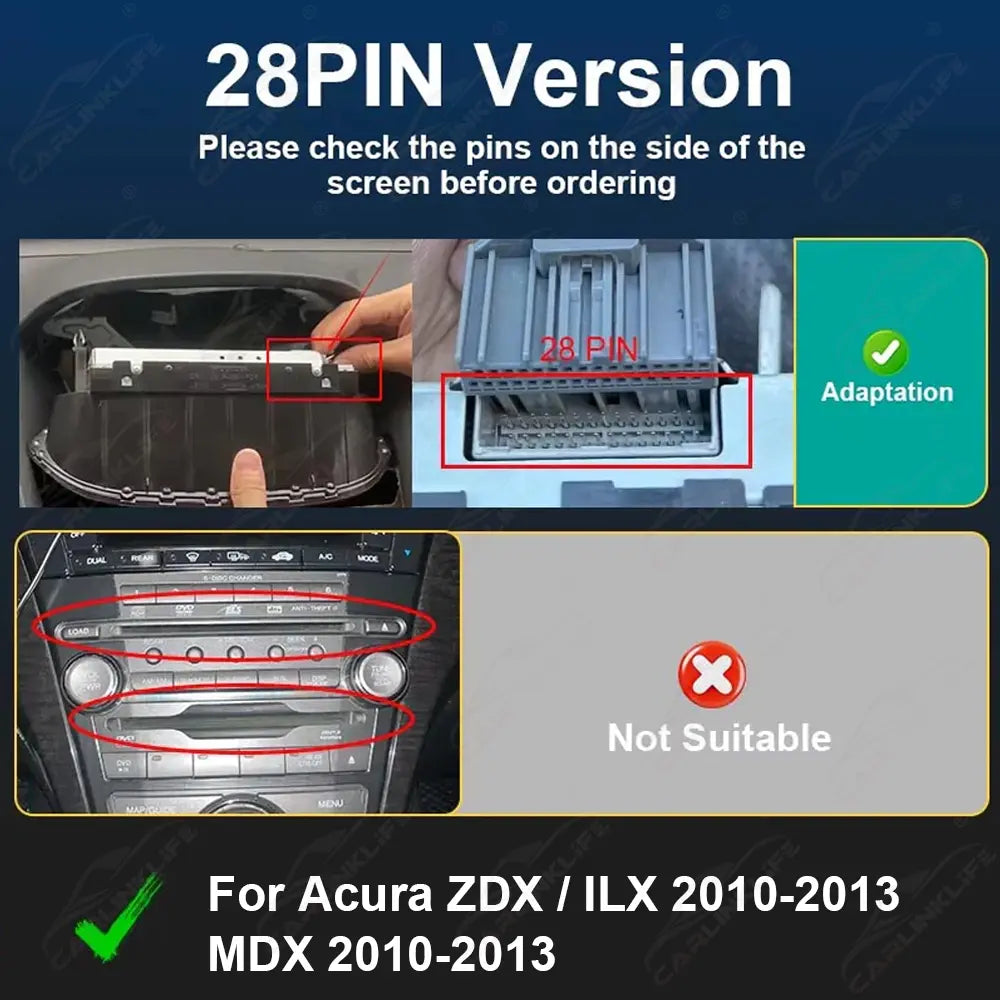 Wireless CarPlay Android Auto For Acura RDX TL ILX ZDX MDX 2007-2013 Single Screen Models CarPlay Retrofit Module