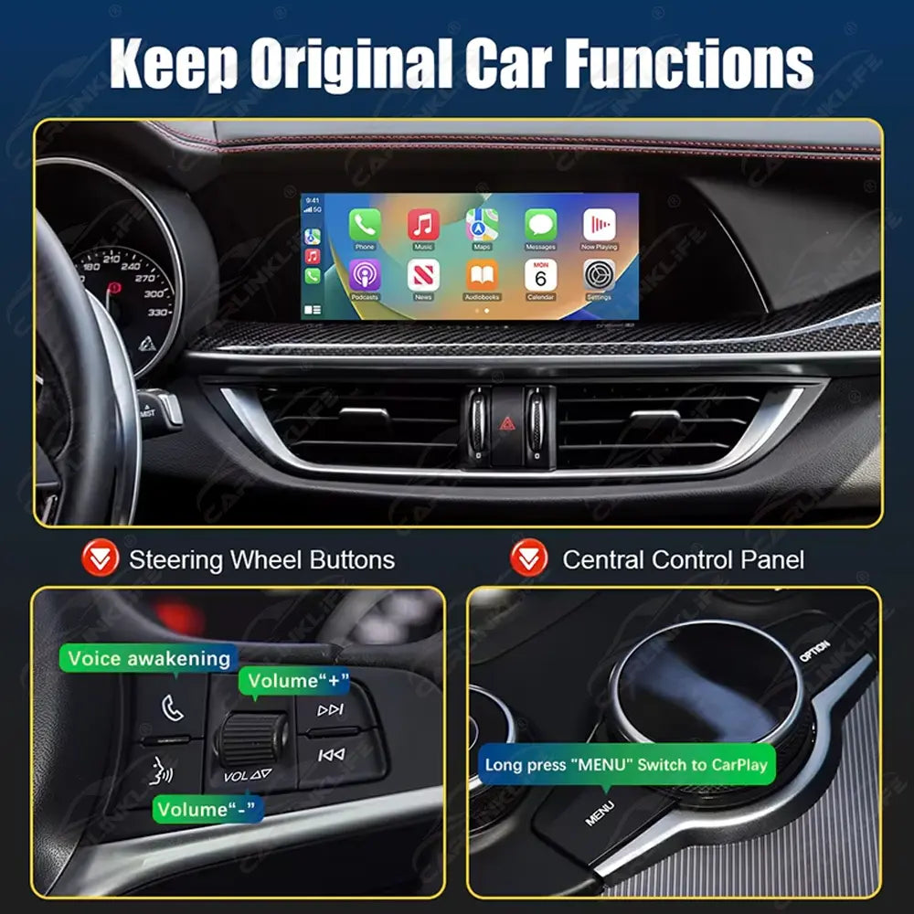 Wireless Apple Carplay Android Auto For Alfa Romeo Stelvio/Giulia/Giulietta 2014-2019 CarPlay Retrofit Module