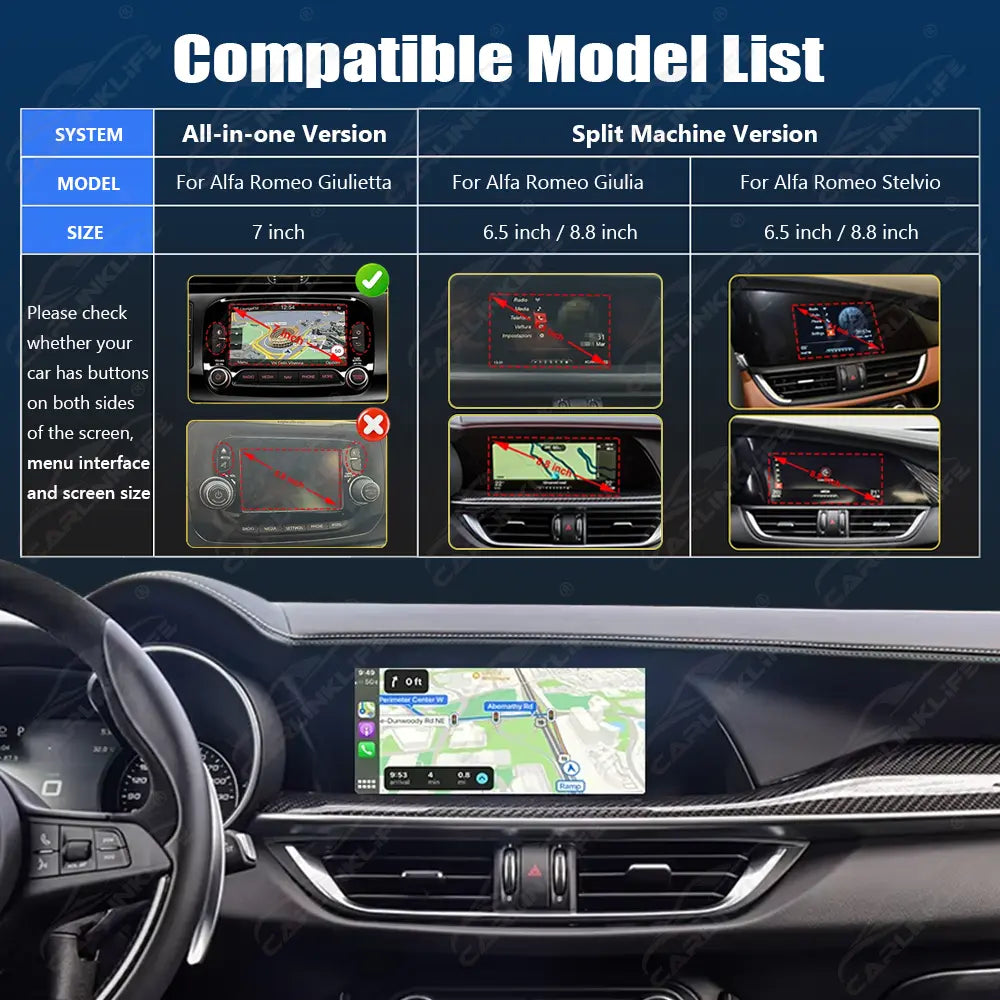 Wireless Apple Carplay Android Auto For Alfa Romeo Stelvio/Giulia/Giulietta 2014-2019 CarPlay Retrofit Module