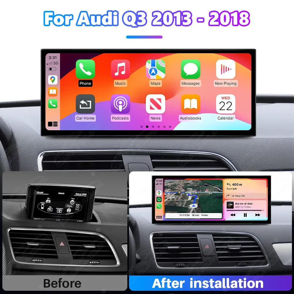 12.3" Linux Touch Screen For Audi Q3 2013-2018 Wireless Carplay Android Auto Car Radio