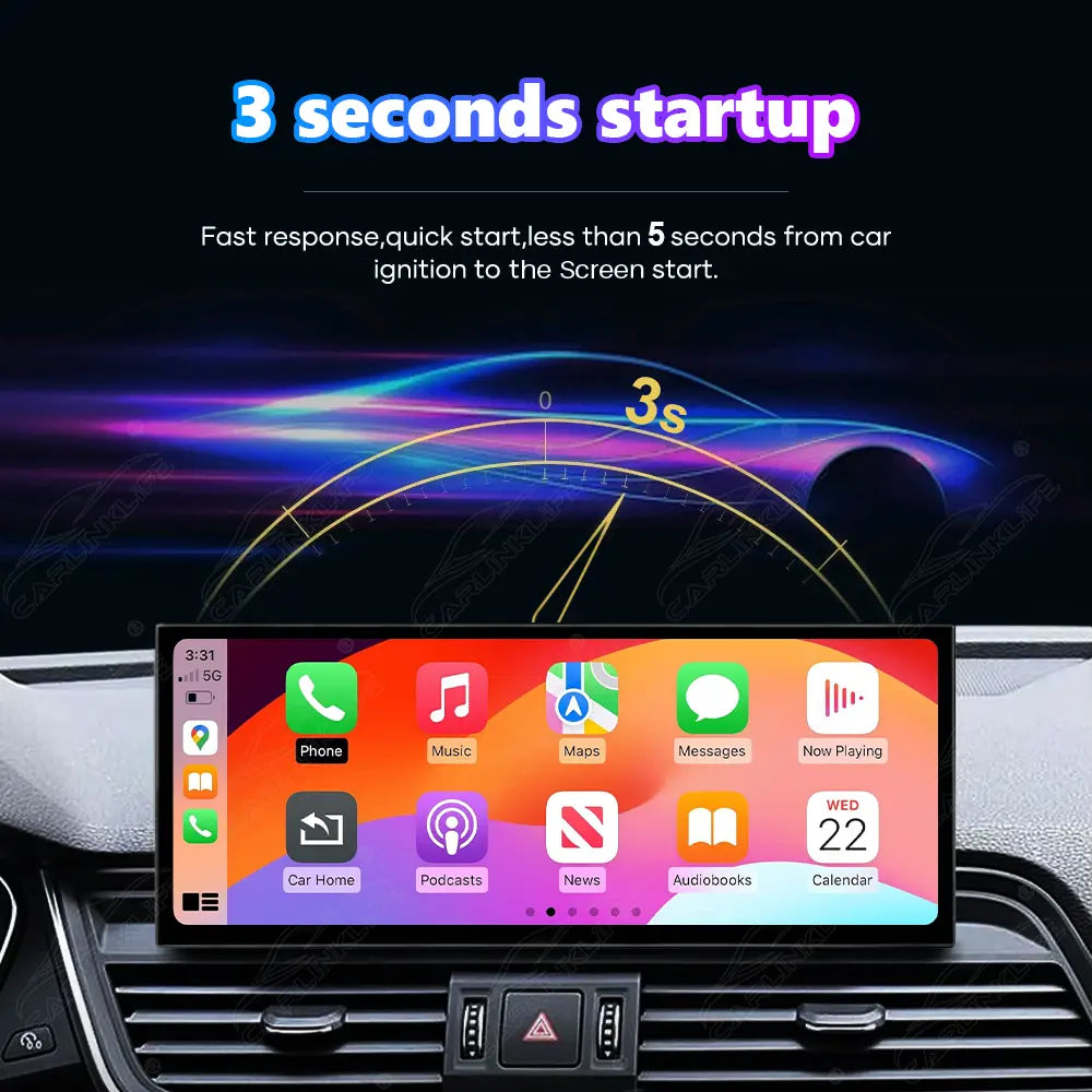 12.3" Linux Touch Screen For Audi Q5 2018-2020 Wireless Carplay Android Auto Car Radio