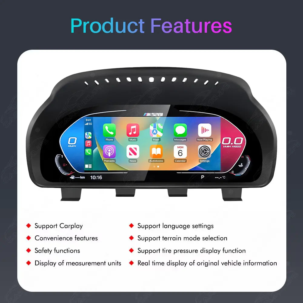 12.3" CarPlay LCD Digital Cluster For BMW 5/6/7 Series X3/X4/X5/X6 2009-2017 Linux Dashboard Gauge Cluster