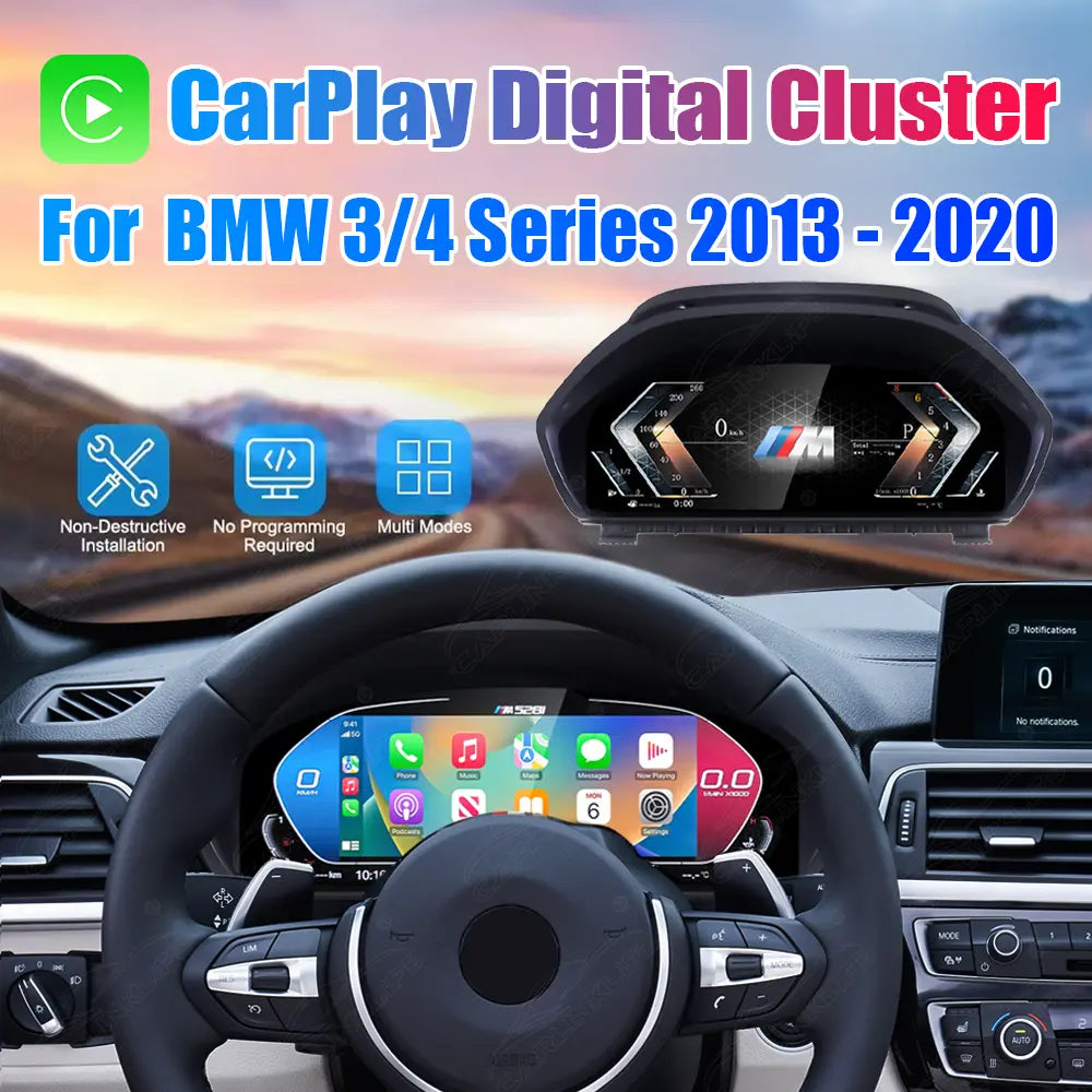 12.3" CarPlay LCD Digital Cluster For BMW 3 4 Series 2013-2020 Linux Dashboard Gauge Cluster