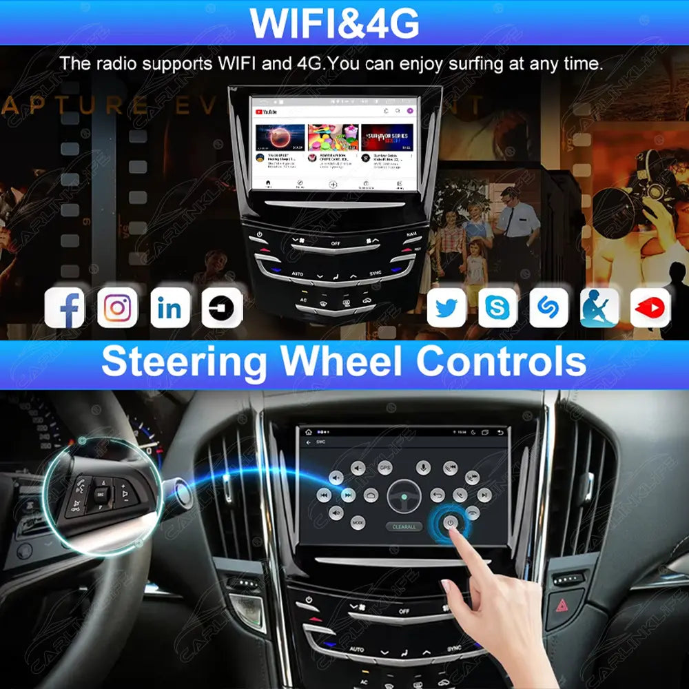 8 Inch Android Car Radio for Cadillac ATS/XTS/CTS/SRX 2013-2018 Car Stereo CarPlay Multimedia Player