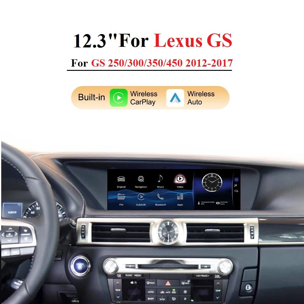 12.3" Multimedia Player Android 13 CarPlay For Lexus GS GS250 GS300 GS350 GS450 2012-2017