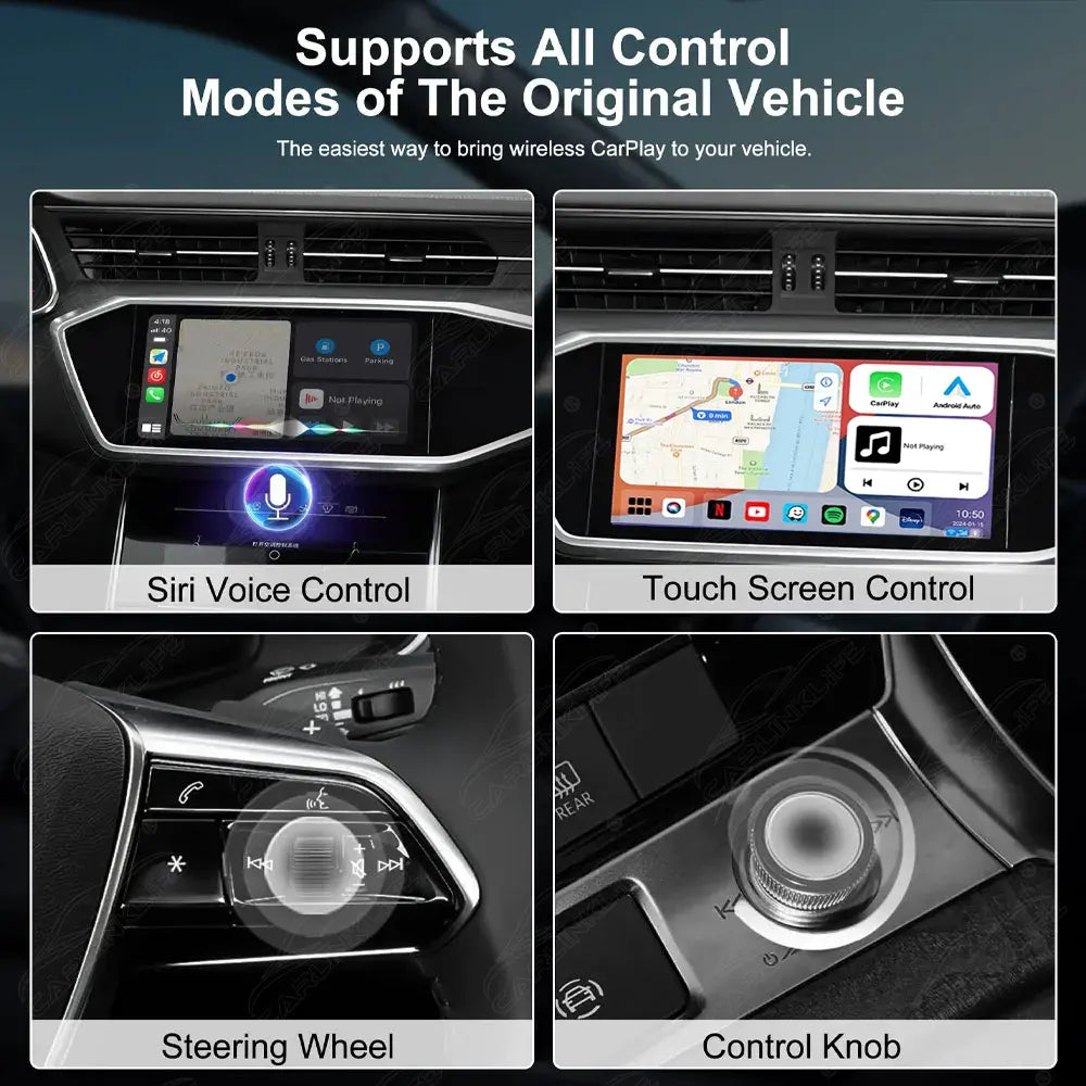 Carlinklife Magic Box 2.0 - Wireless CarPlay/ Android Auto Adapter Streaming Multimedia AI Box MAX
