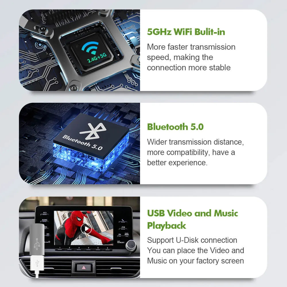 Wireless Carplay Module For Honda Accord 10th Generation 2018- Android Auto Mirror Link Navigation Camera Video USB
