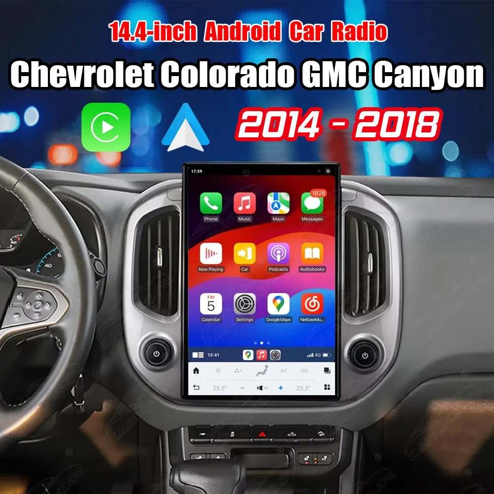 14.4 inch Android Car Radio for Chevrolet Colorado GMC Canyon 2014-2018 Stereo Replacement Tesla-Style Screen Built-in Carplay/Android Auto