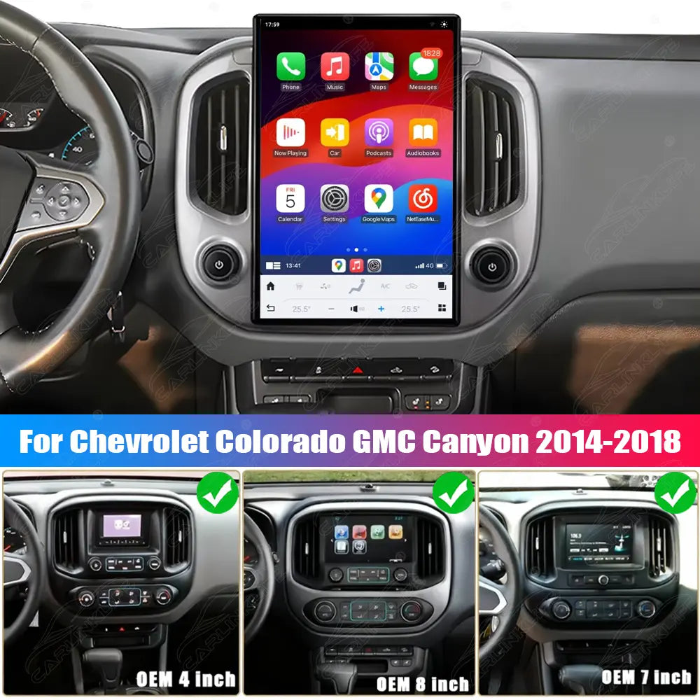 14.4 inch Android Car Radio for Chevrolet Colorado GMC Canyon 2014-2018 Stereo Replacement Tesla-Style Screen Built-in Carplay/Android Auto