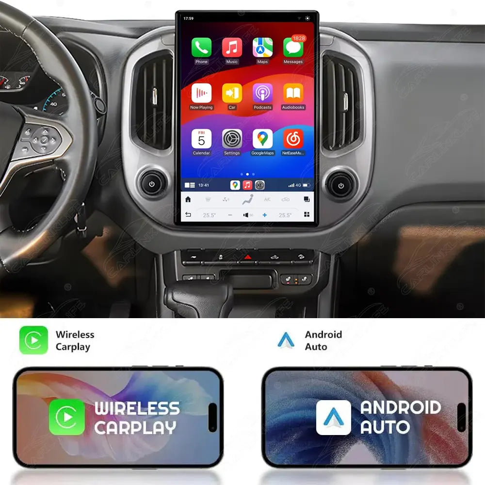 14.4 inch Android Car Radio for Chevrolet Colorado GMC Canyon 2014-2018 Stereo Replacement Tesla-Style Screen Built-in Carplay/Android Auto