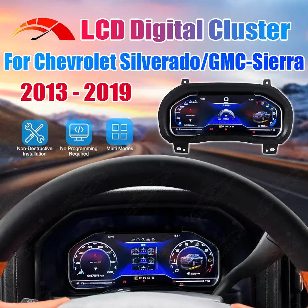 12.3" LCD Digital Cluster For Chevrolet Silverado 2013-2019/GMC-SIERRA 2014-2019 Linux Dashboard Gauge Cluster