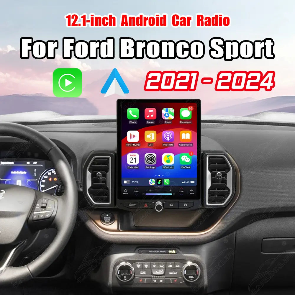 For Ford Bronco Sport 2021-2024 12.1" Android Car Stereo Apple CarPlay Android Auto Screen Upgrade