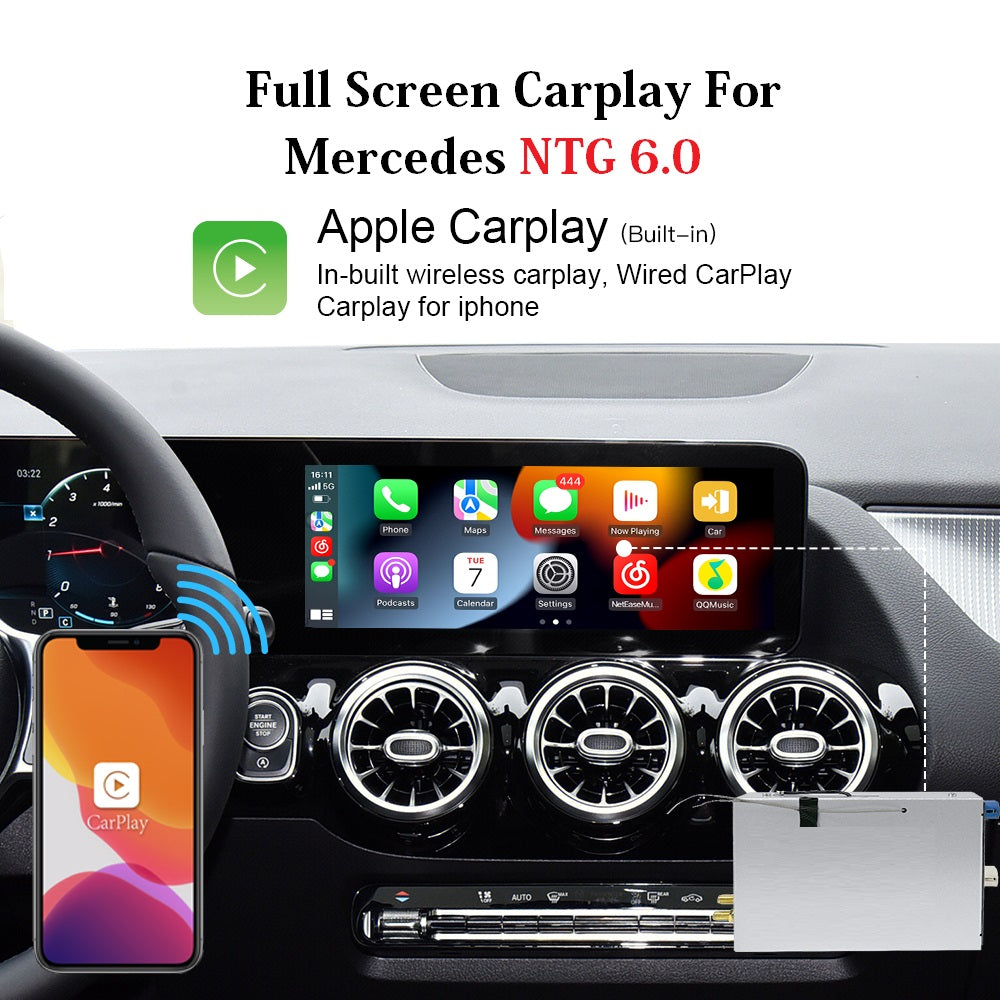 Full Screen Wireles Carplay For Mercedes NTG 6.0 MBUX W247/GLB X247/GLA (H247) Radio Navi Update CarPlay/Android Auto Interface Module Box