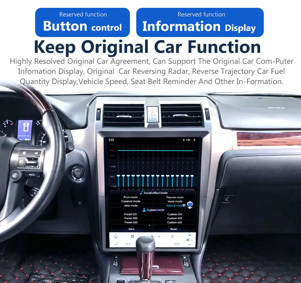 LEXUS GX460 GX400 2010-2021 Tesla-Style Car Stereo Auto Radio Car Multimedia Player Carplay Android Auto