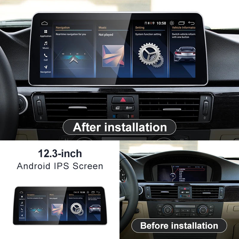 12.3 inch BMW 3&5 Series 2003-2013 Android13 Car Multimedia Player ID8 Wireless CarPlay