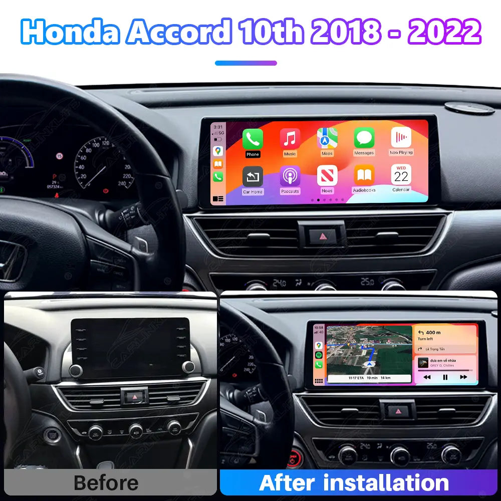 12.3" Linux Touch Screen For Honda Accord 10th 2018-2022 Wireless Carplay Android Auto Car Radio