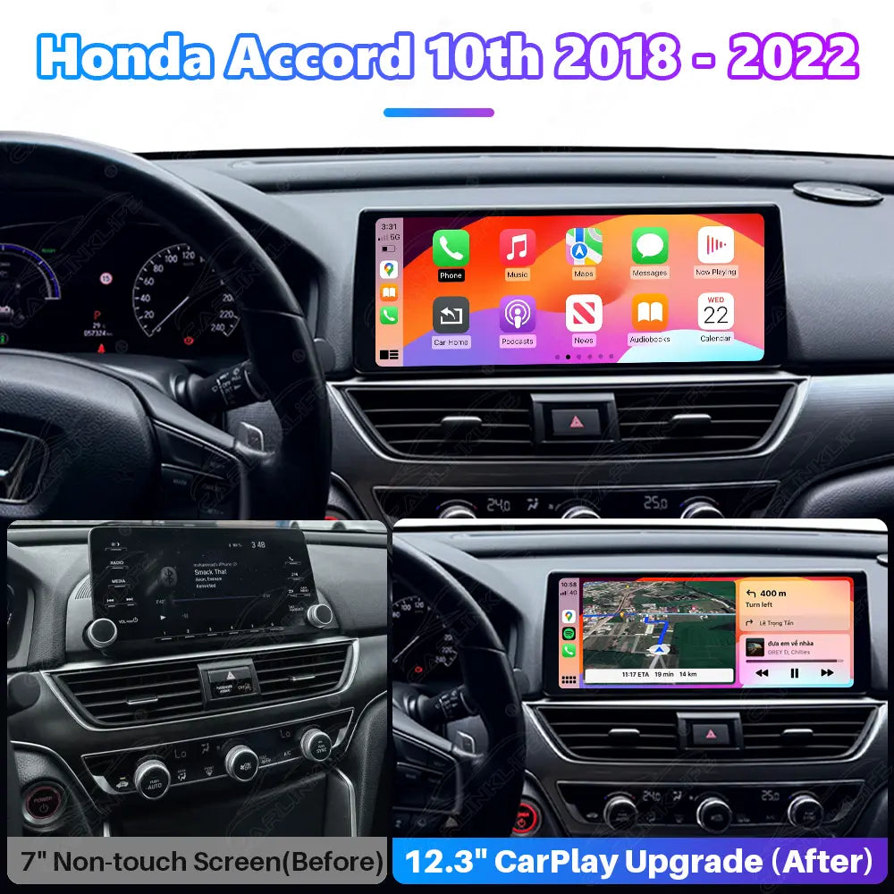 12.3" Linux Touch Screen For Honda Accord 10th 2018-2022 Wireless Carplay Android Auto Car Radio