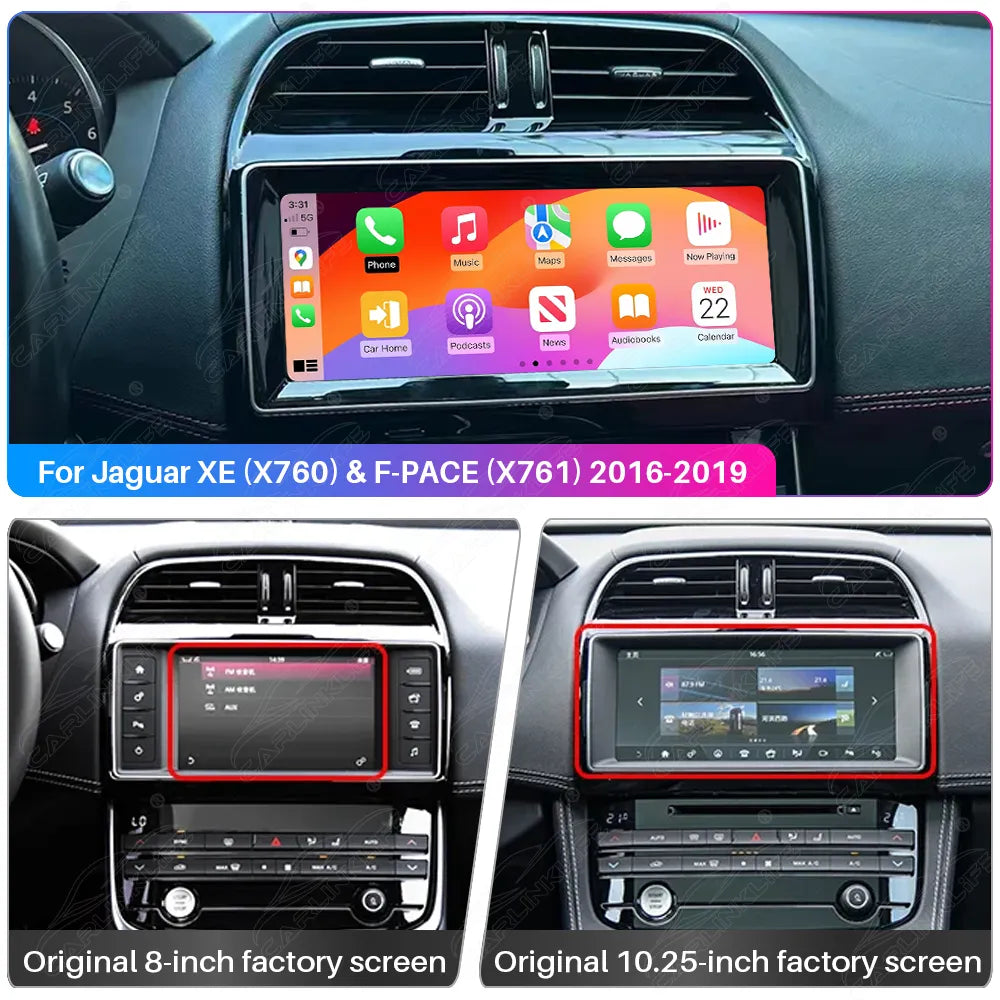 Jaguar XE (X760) & F-PACE (X761) 2016–2019 10.25" Android Car Stereo Upgrade | Wireless Apple CarPlay & Android Auto