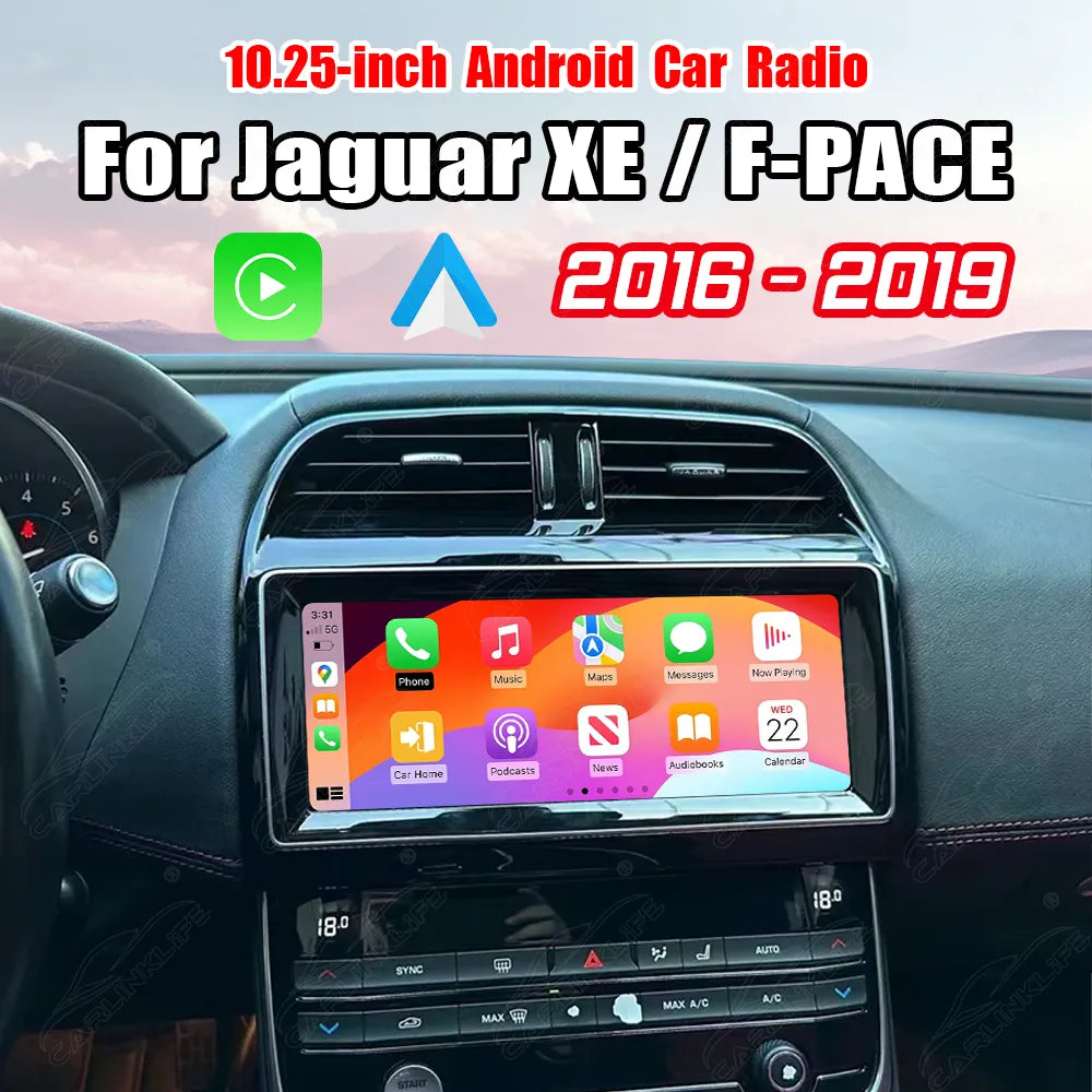 Jaguar XE (X760) & F-PACE (X761) 2016–2019 10.25" Android Car Stereo Upgrade | Wireless Apple CarPlay & Android Auto