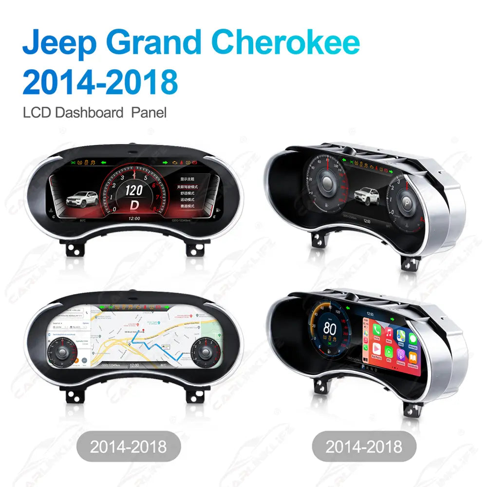 12.3" CarPlay LCD Digital Cluster For Jeep Grand Cherokee 2014-2018 Linux Dashboard Gauge Cluster