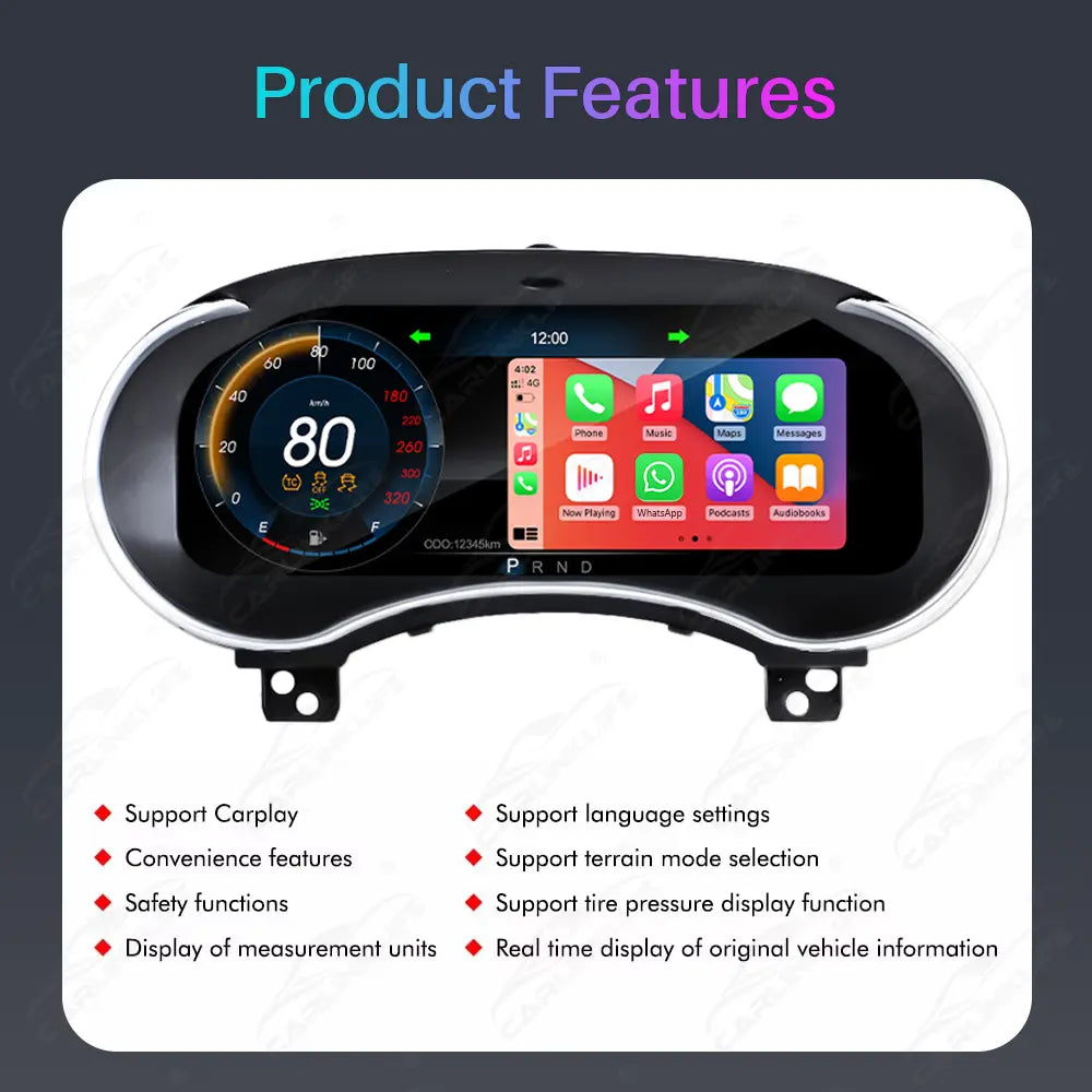12.3" CarPlay LCD Digital Cluster For Jeep Grand Cherokee 2014-2018 Linux Dashboard Gauge Cluster