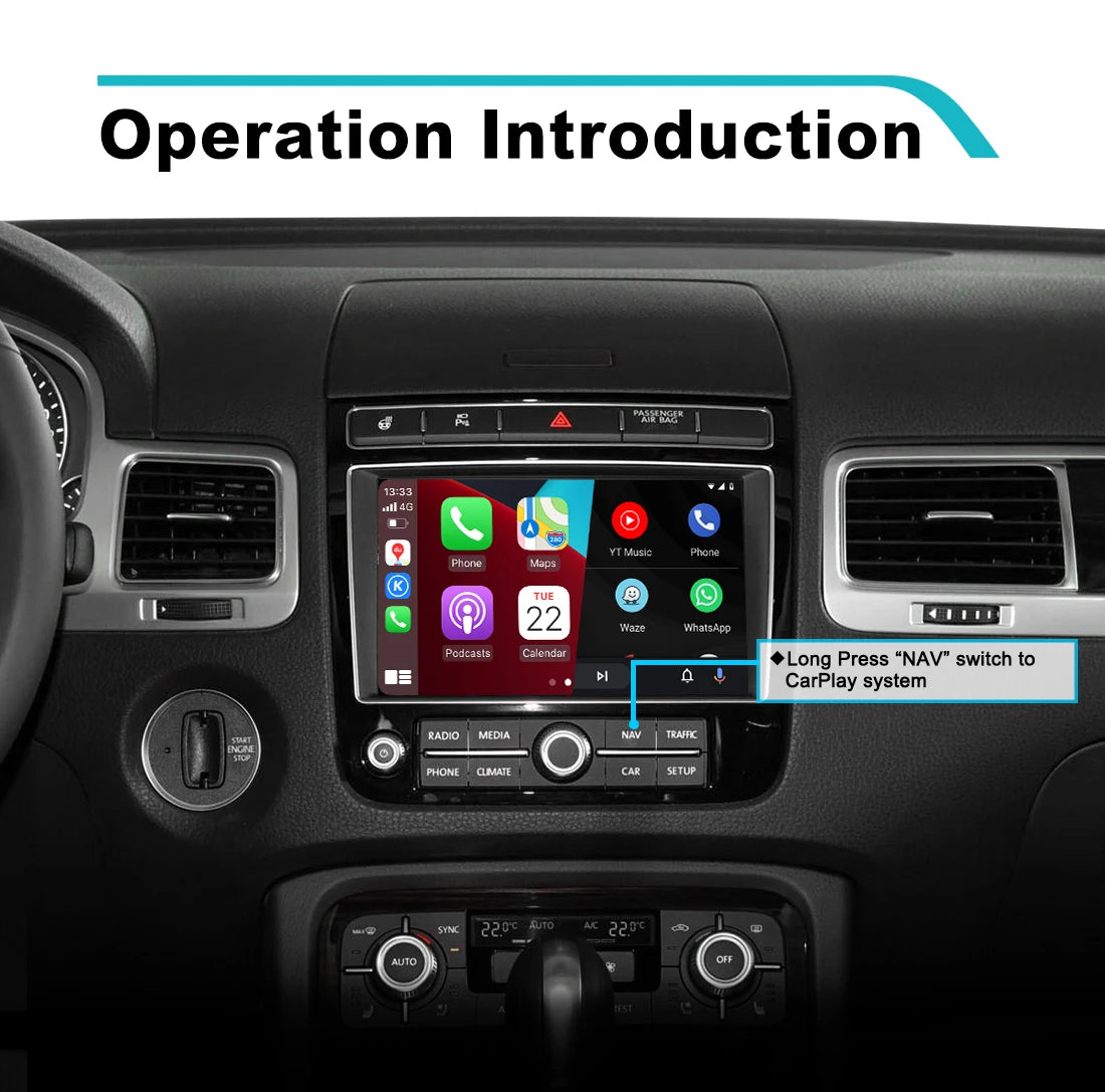 Wireless Apple CarPlay for Volkswagen Touareg RCD550/RNS850 2010-2017 Android Auto Mirroring Link VW Car Play Retrofit