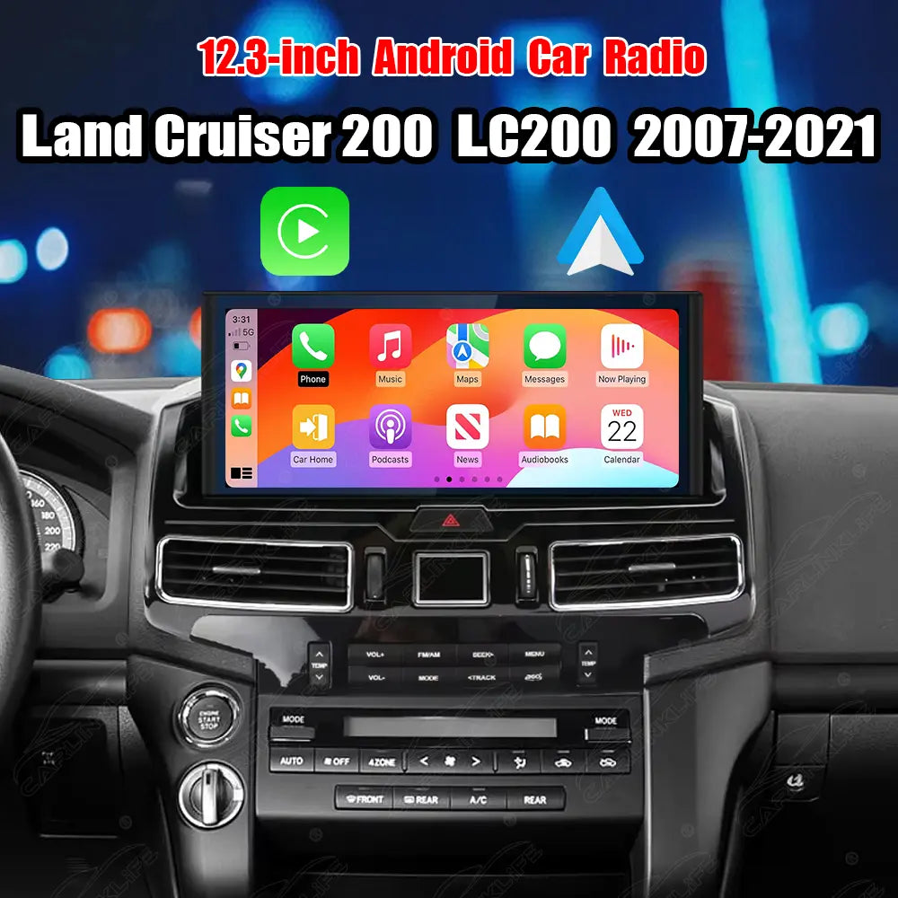 12.3 inch Android Car Radio for Toyota Land Cruiser 200 LC200 2007-2021 Car Stereo CarPlay Multimedia Player