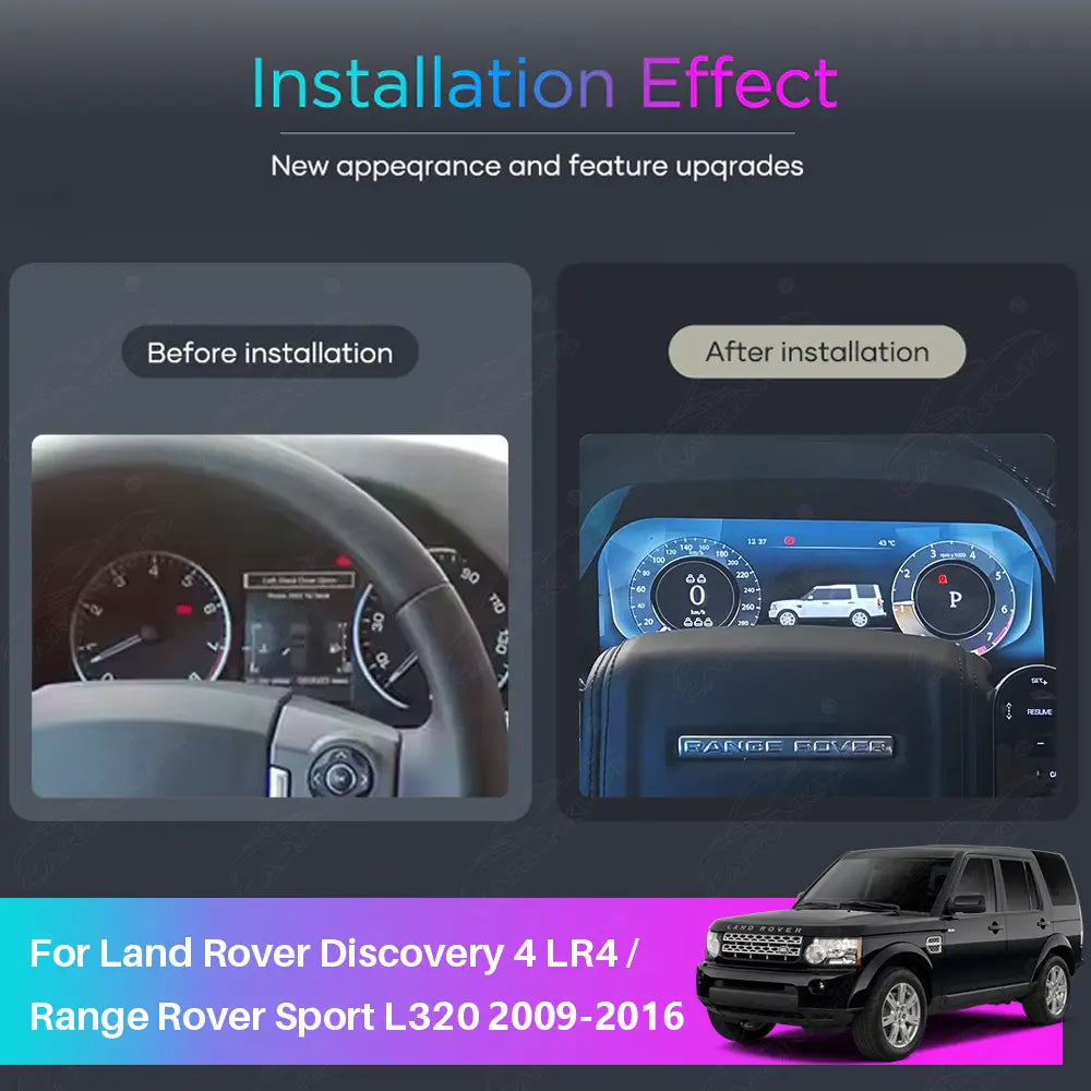 12.3" LCD Digital Cluster For Land Rover Discovery 4 LR4 2009-2016 / Range Rover Sport 2010-2013 Linux Dashboard Gauge Cluster