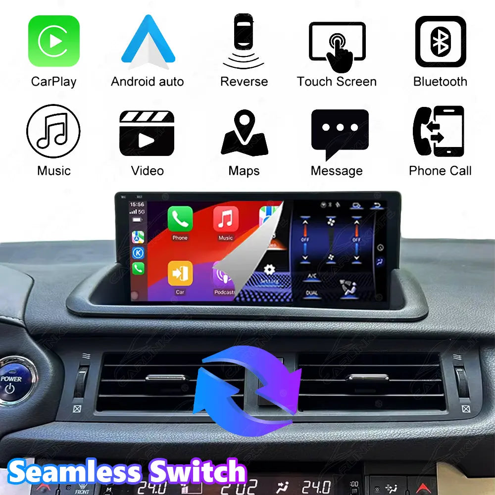10.25 Inch Linux Touch Screen For Lexus CT 200h 2011-2018 Wireless Carplay Android Auto Car Radio