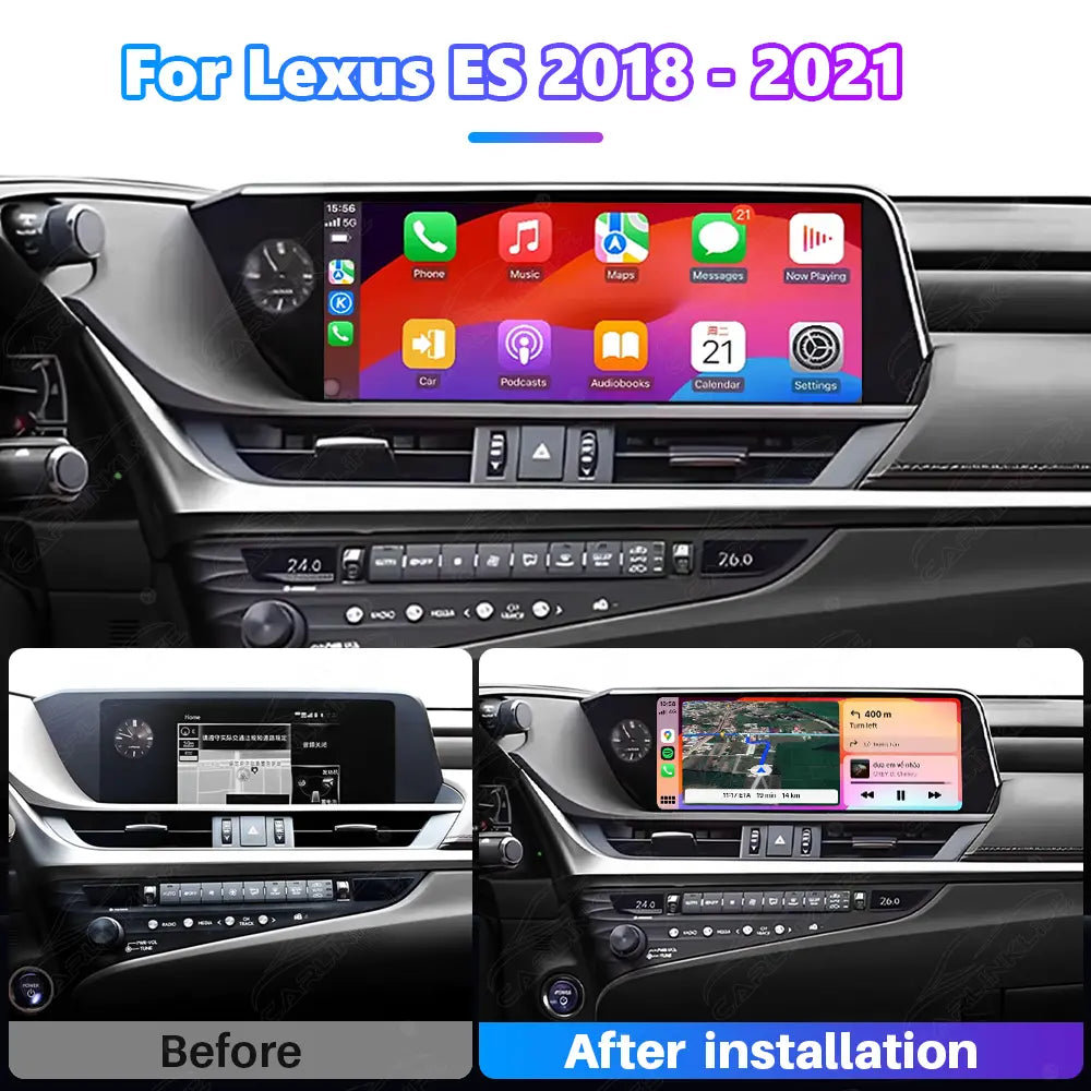 12.3 Inch Linux Touch Screen For Lexus ES 2018-2021 Wireless Carplay Android Auto Car Radio
