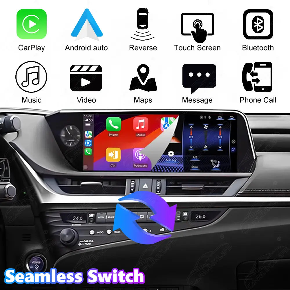 12.3 Inch Linux Touch Screen For Lexus ES 2018-2021 Wireless Carplay Android Auto Car Radio