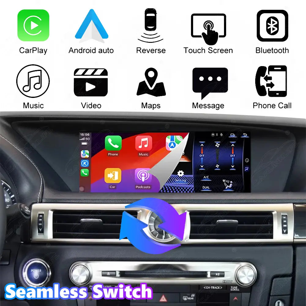 12.3 Inch Linux Touch Screen For Lexus GS 2012-2020 Wireless Carplay Android Auto Car Radio