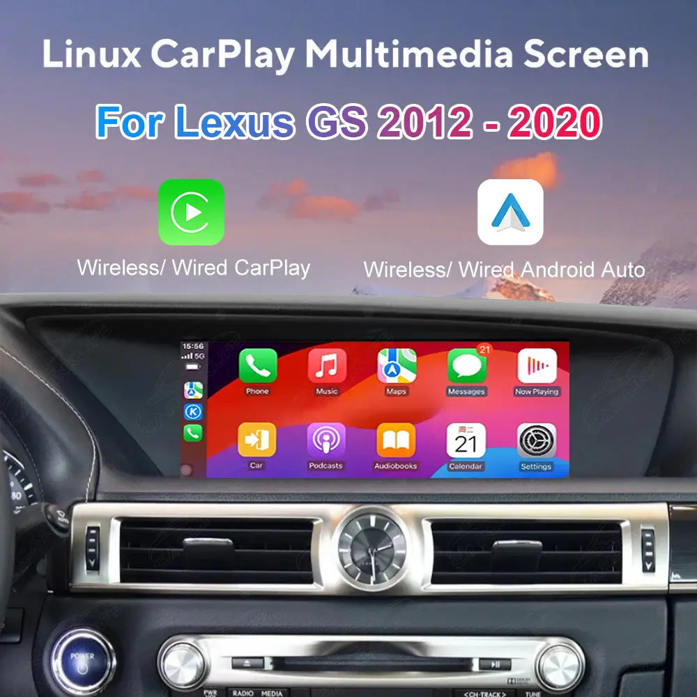 12.3 Inch Linux Touch Screen For Lexus GS 2012-2020 Wireless Carplay Android Auto Car Radio